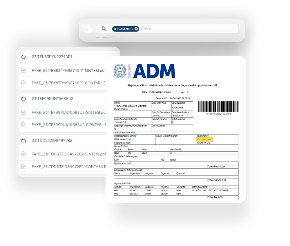 requiro drive - modulo dogane import - ricerca full text